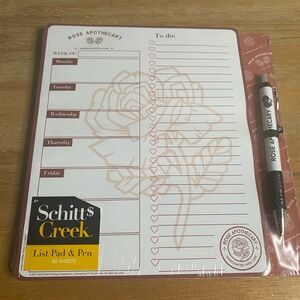 New Schitt's Creek List Pad and Pen Set Rose Apothecary To Do Note Pad 80 Sheets